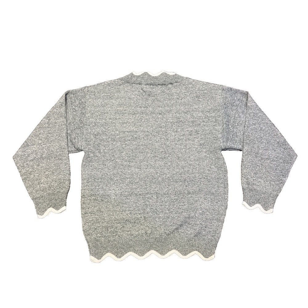 Women's M Wool Sweater Miss‎ Look, Vintage green Heathered, Scallop Finish boho - Picture 2 of 10